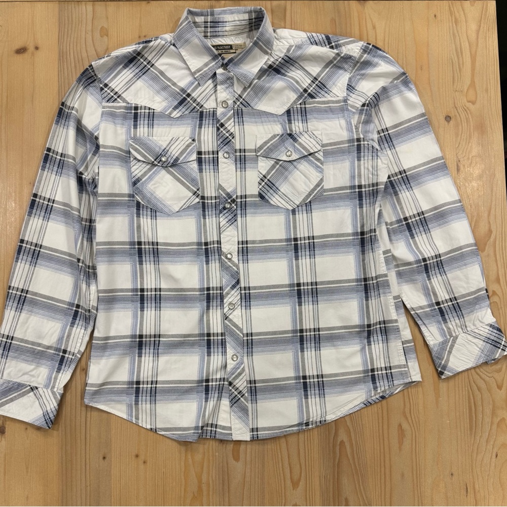 Machine Casual Blue and White Checkered Shirt
